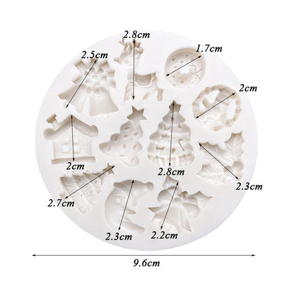 Moule en Silicone en forme de cloche, ornement de noël, arbre, renne, Jingle, gâteau Fondant, chocolat, pâtisserie, outils de décoration