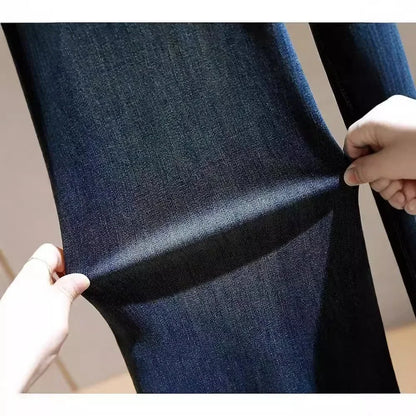 Jean taille haute à jambes larges pour femmes, Vintage, extensible, polyvalent, coupe ample, jambe droite, amincissant, pantalon inférieur Microbell
