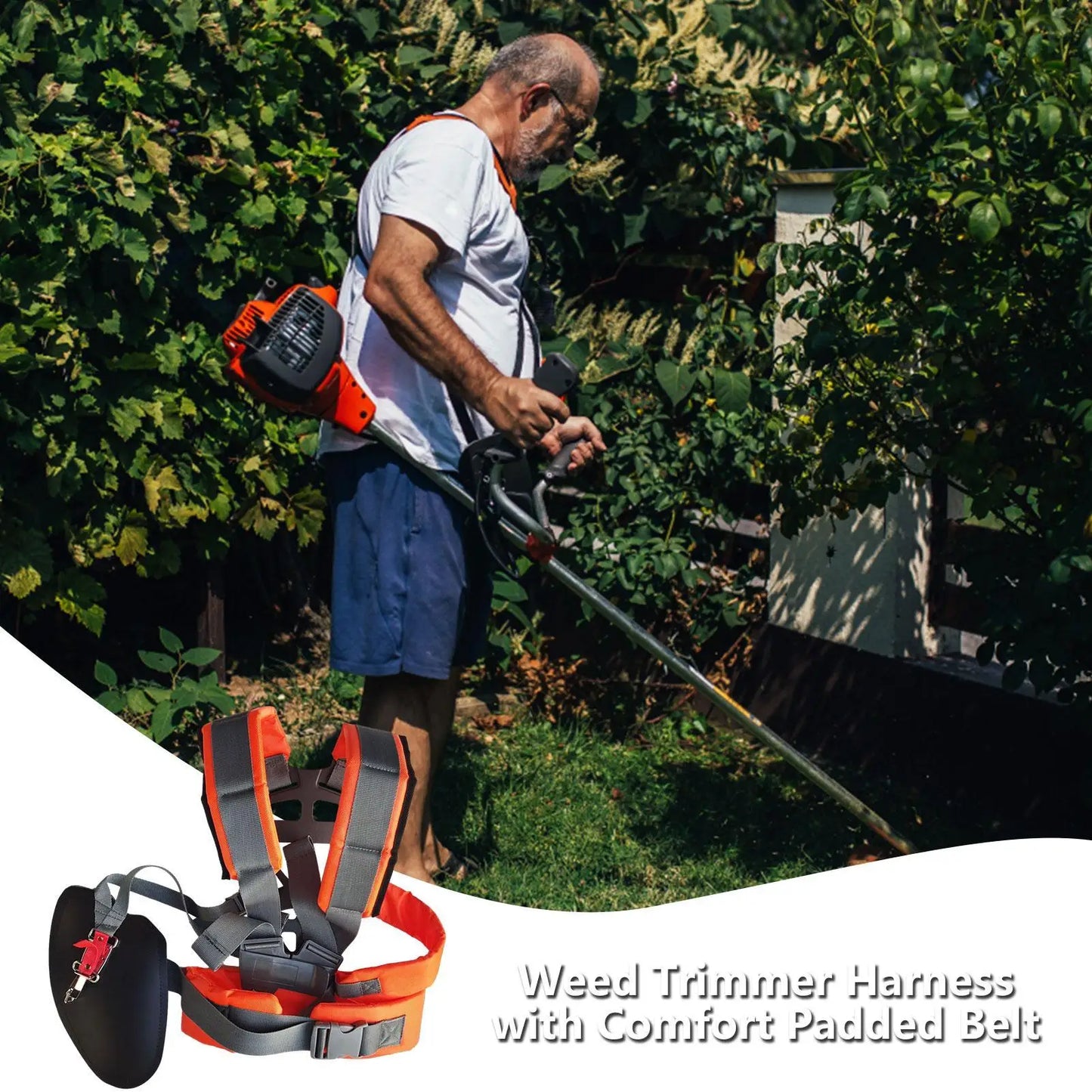 Harnais de débroussailleuse à Double épaule, sangle de coupe réglable rembourrée, ceinture d'outils de jardin permettant d'économiser du travail pour désherbage de tondeuse à gazon