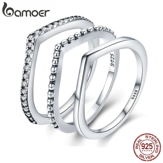 BAMOER 100% 925 argent Sterling goutte d'eau clair CZ bagues pour les femmes de mariage fiançailles bijoux petite amie cadeau PA7649