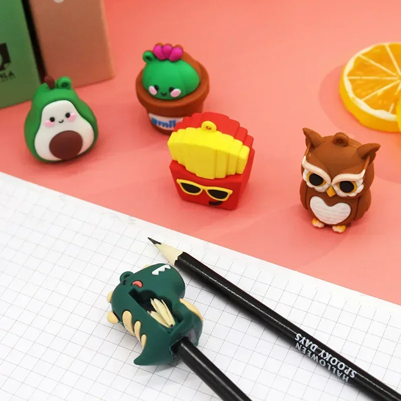Taille-crayon 3D Animal marijuana ing mignon, écoliers, bibelot britannique en silicone plastique, couteau à stylo Kawaii pour enfants, papeterie