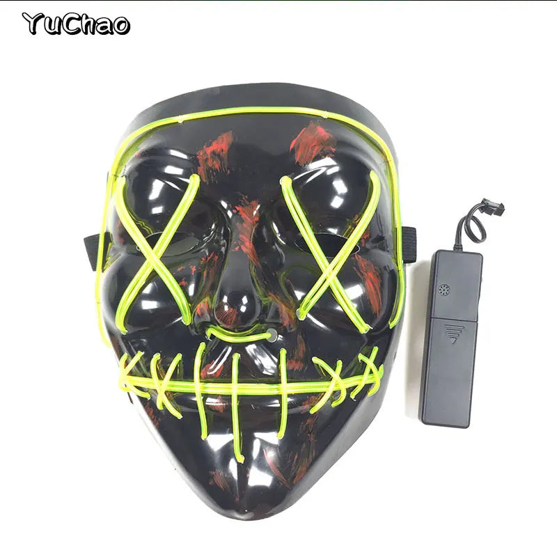 Masque de Purge d'Horreur Brcorporelle à LED, Complet au Néon, pour Cosplay, Fournitures de ixde Bar, Thème du Film d'Halloween