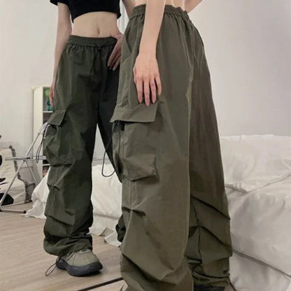 Mode 2025 femmes pantalons américain haute rue femme décontracté ample Cargo pantalon femme armée vert pantalon Streetwear