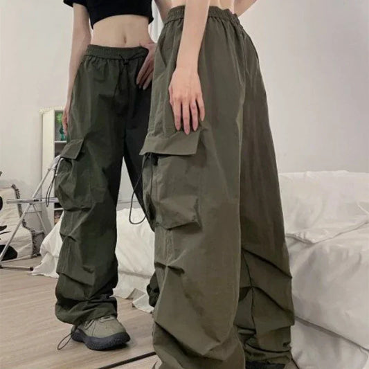 Mode 2025 femmes pantalons américain haute rue femme décontracté ample Cargo pantalon femme armée vert pantalon Streetwear