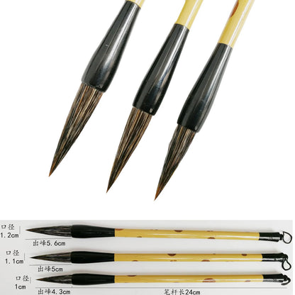 Pinceaux calligraphiques à cheveux durs, ensemble de pinceaux d'écriture chinoise, stylo pinceau spécialisé Pier Cursive Stone Danemark ger, L, M, S, 3 pièces
