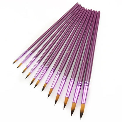 12 pièces/lot pinceau à cheveux en Nylon différentes tailles artiste pinceaux de peinture à l'huile Fine aquarelle Gouache école dessin fournitures d'art