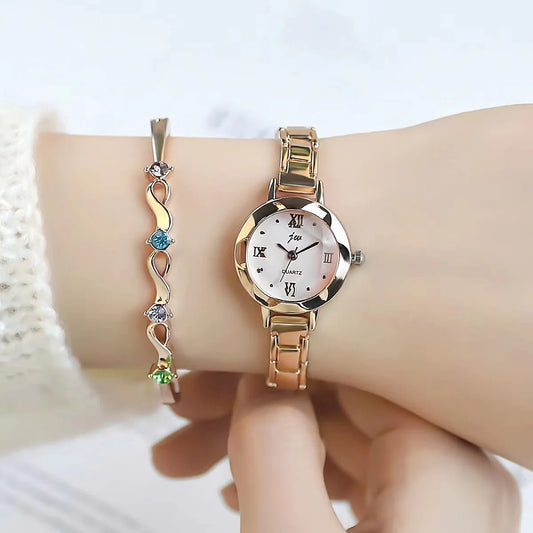 Montre argentée à petit cadran pour femme, acier inoxydable,