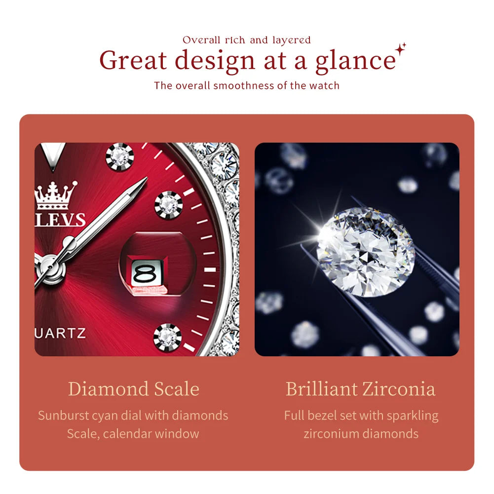 OLEVS 9945 Original diamant montre à Quartz pour femmes  élégant montres en acier inoxydable étanche femmes montres