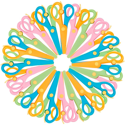 Ciseaux de sécurité de couleur en plastique, Anti-pincement, artisanat, coupures de papier de bureau, ciseaux assortis, outils de coupe de papier, 6 à 12 pièces