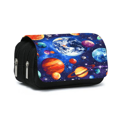Cosmic Planet – étui à stylos à rabat Double couche pour garçons et filles, meilleurs cadeaux, fournitures scolaires de dessin animé 3D, sacs à crayons pour enfants