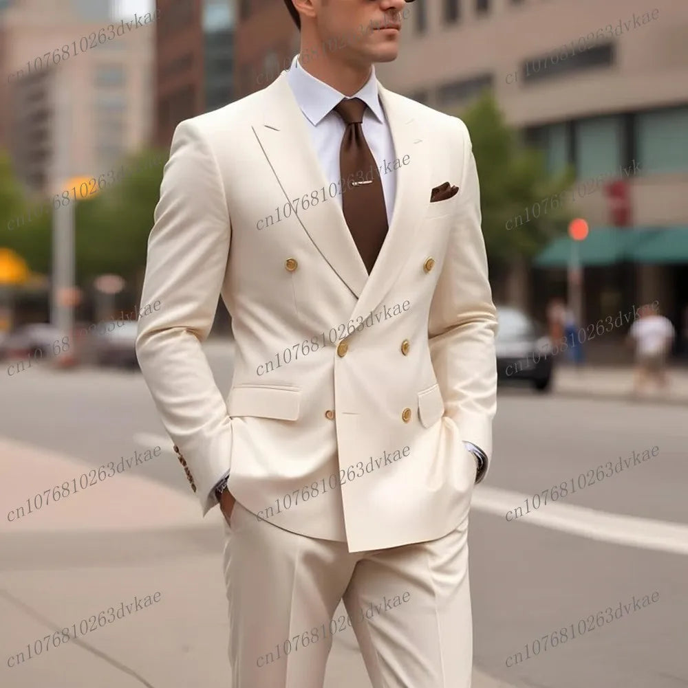 Nouveau Orange mode affaires hommes costume marié Groomsman fête de mariage bal mâle Occasion formelle Tuxedos 2 pièces ensemble Blazer pantalon