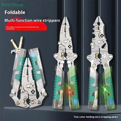★ ★ ★ Dénudeur de fil pliable avec stylo de Test électrique, séparateur de fil d'électricien, pince à enrouler, pince à sertir, outil manuel