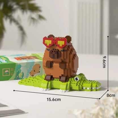 Jolis animaux de dessin animé nanobriques Capybara Micro bloc de diamant modèle de Construction briques de Construction jouets éducatifs pour enfants cadeau