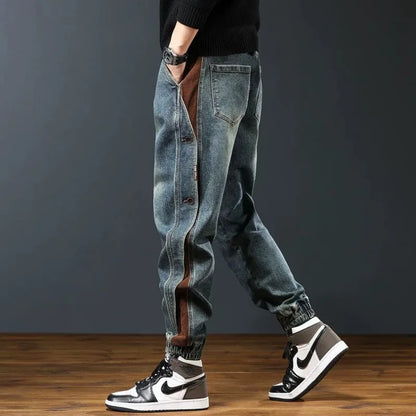 Salopette décontractée Abu-Fit pour hommes, pantalons orteils, beaux jeans assortis, vêtements de printemps et d'automne, marque de mode, haute qualité