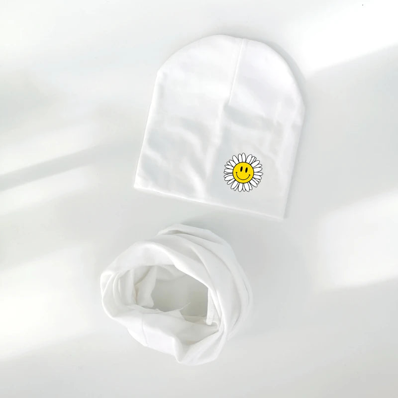 Ensemble de chapeaux de bébé à fleurs papillon pour filles, chapeau pour enfants, chapeau pour bébé garçon, chapeau en coton, écharpe pour enfants, collier, écharpe pour enfants