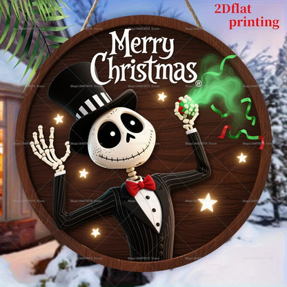 Joyeux noël le cauchemar avant noël Logo personnalisé rond en bois suspendu signe porte d'entrée mur vacances décoration