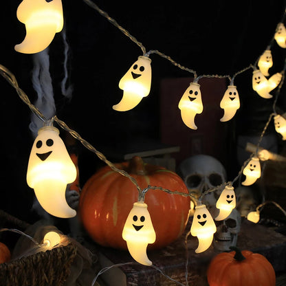 Guirxiété Lumineuse LED en Forme de Tête de Citrouille, Crâne, Globe Oculaire, Lanterne d'Inquiétude, Décoration d'Halloween