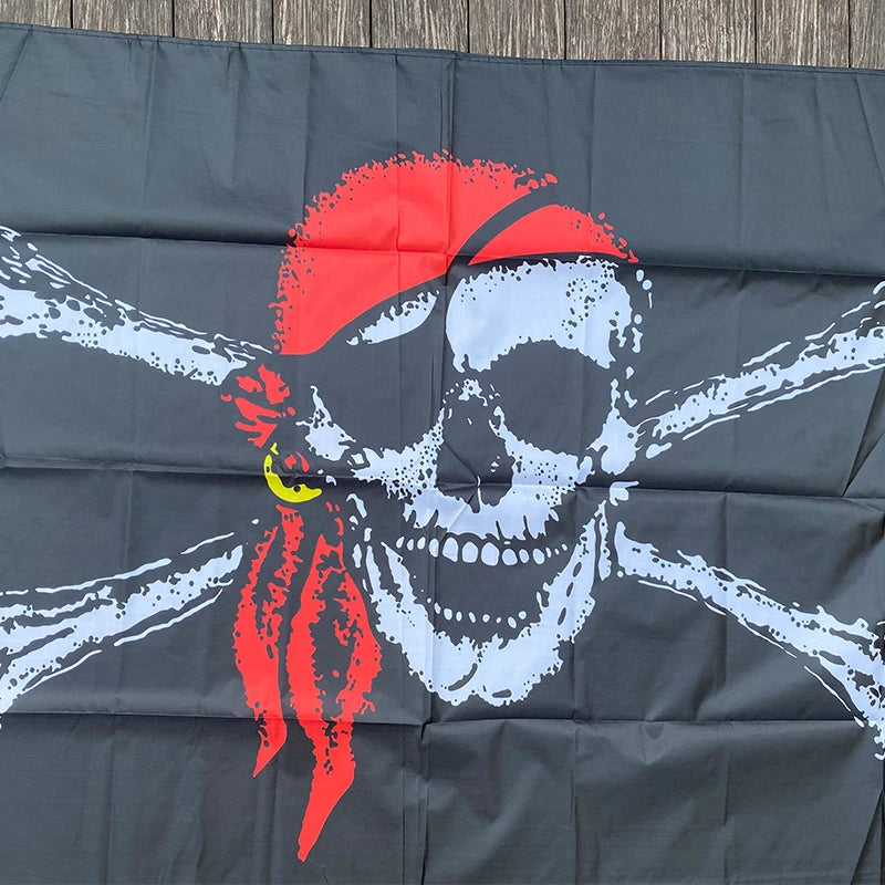 Xvggdg 90*150CM drapeau pirate/drapeau crâne/bannière Halloween/Halloween activités qualité polyester