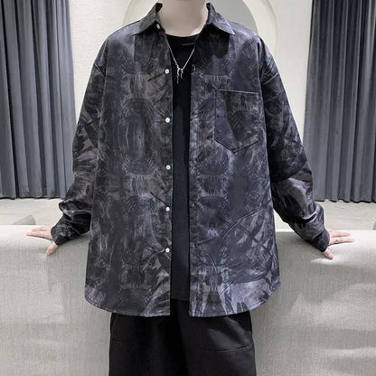 Chemises à col rabattu à manches longues pour hommes, impression Aadt, beau printemps, mode d'été mince, streetwear décontracté, vêtements à boutons