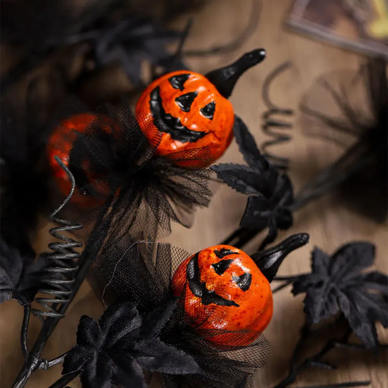 Décorations d'Halloween, bouquet de coups de citrouille d'horreur noire, ornements de fête