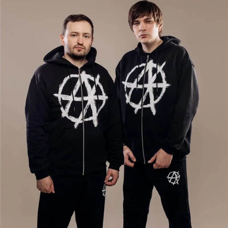 Pull à Capuche avec Imprimé Graphique Antihype pour Homme, Vêtement Streetwear, avec Fermeture Éclair, PVD, Hip Hop, Esthétique, Goth, Y2k, Harajuku