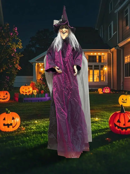 Sorcière lumineuse activée par le son d'halloween, fantôme suspendu, accessoires effrayants pour maison hantée, Bar, salle secrète, cour extérieure, fête dans le jardin
