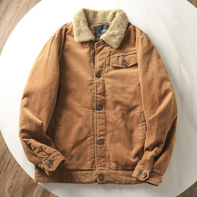 Veste Cargo de montagne vert armée automne hiver nouveau Parka laine pour hommes chaud épais Parkas hommes mode Punk col de fourrure velours côtelé