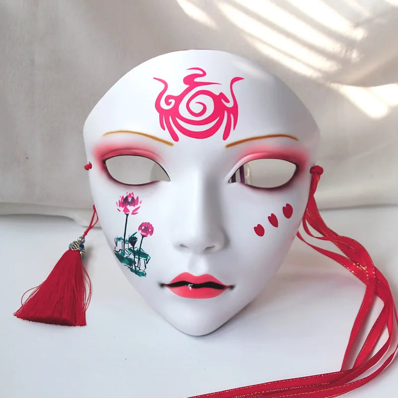 Masque de fête d'Halloween pour adultes, visage complet, style chinois, peint à la main, décoration, accessoires, mascara, anime, Tim, Hanfu