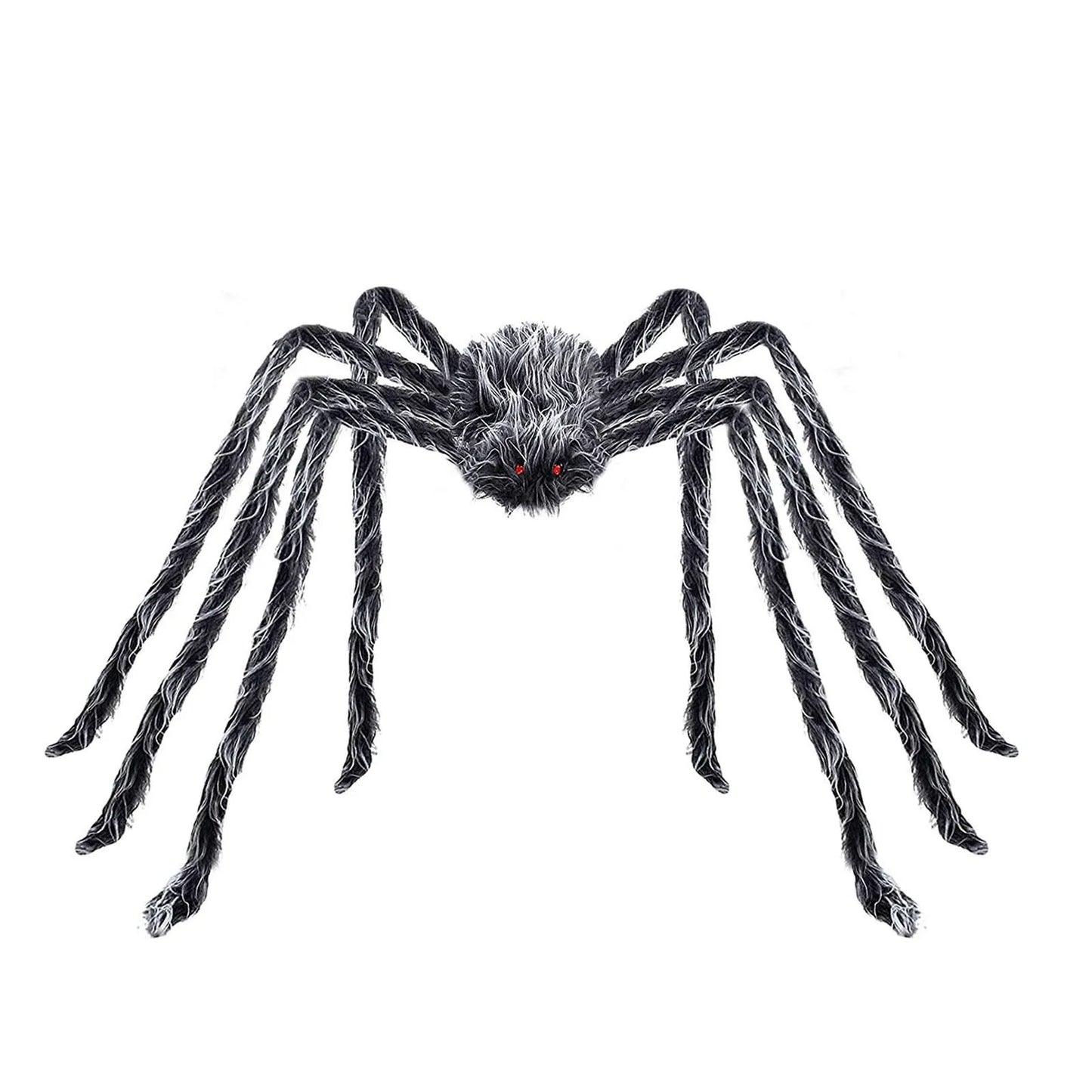 Araignée en peluche grise et blanche scintillante pour Halloween, fausse araignée géante en peluche, décor de maison hantée, accessoires d'araignée, décorations effrayantes pour jardin et cour