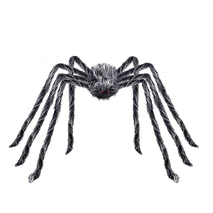 Araignée en peluche grise et blanche scintillante pour Halloween, fausse araignée géante en peluche, décor de maison hantée, accessoires d'araignée, décorations effrayantes pour jardin et cour