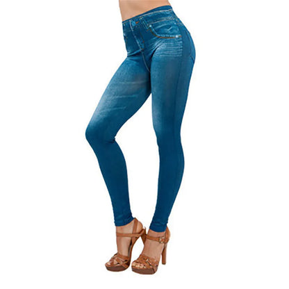 Pantalon élastique pour femmes, nouvelle mode d'été, Slim, Imitation Denim imprimé, bas de neuf minutes, 2025