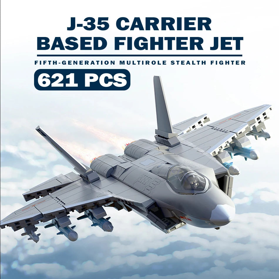 MOC – blocs de construction de modèle d'avion furtif militaire technique J-50, blocs de construction à base de transporteur, briques à Jet de chasse, jouets pour enfants et adultes, cadeau