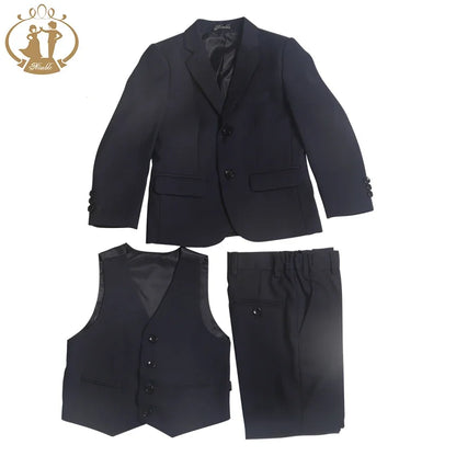 Costumes formels pour garçons, 3 pièces, pour mariage, Costume d'hôte de fête pour enfants, Blazer bleu, gilet, pantalon, vente en gros, printemps-automne