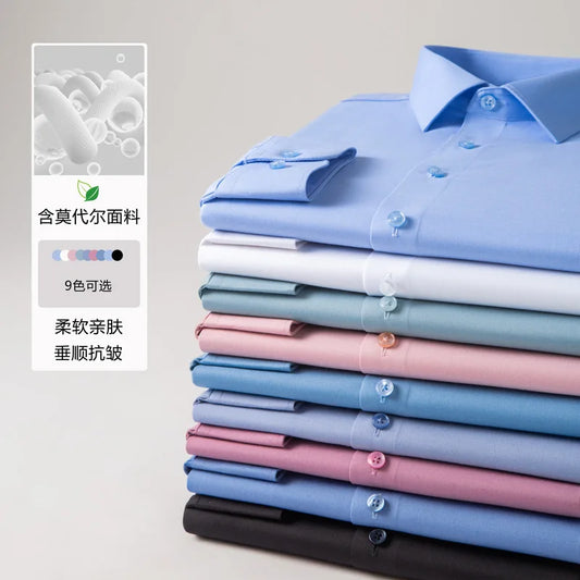 Chemise à Manches sulfAnti-déformable pour Homme, Coupe Cintrée, Blouse de Bureau Blanche, Nouvelle Collection, 5XL