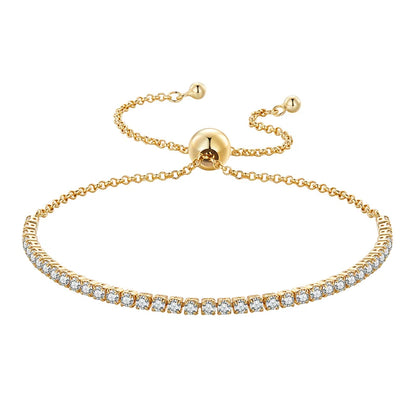 BAMOER – Bracelet de Tennis classique plaqué or 14 carats pour femmes, Bracelet coulissant réglable en argent Sterling 925, bijoux cadeau de mariage