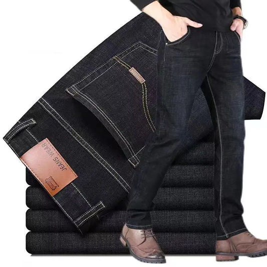 Pantalon en Denim pour hommes, confortable, doux, décontracté, coupe Slim, droit, mode masculine, marque légère, vêtements extensibles de luxe