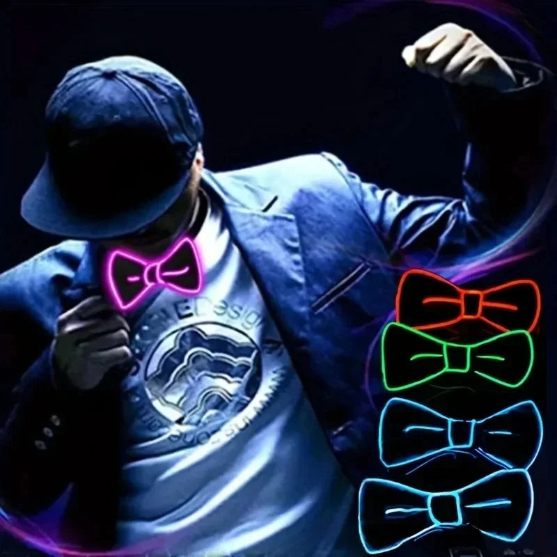 Noeud lumineux LED Shoous pour homme, fil EL lumineux, accessoire de vêtements de scène, décoration de fête au néon, Halloween et Noël, bar et club