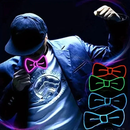 Noeud lumineux LED Shoous pour homme, fil EL lumineux, accessoire de vêtements de scène, décoration de fête au néon, Halloween et Noël, bar et club