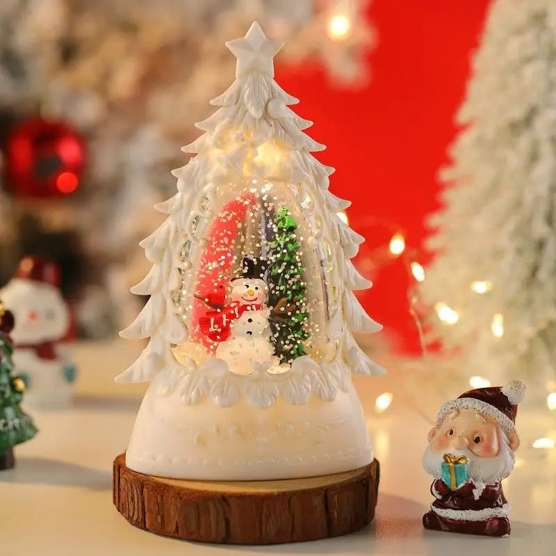 Les veilleuses lumineuses de Noël décèrent le bureau avec des flocons de neige et des lanternes à vent de Noël créant une atmosphère festive