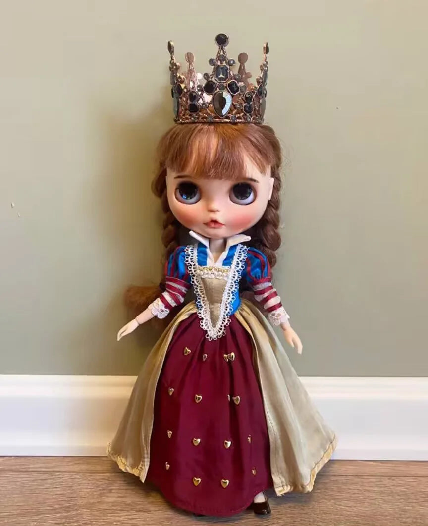 1 ensemble de robes de style princesse Blythe/landoudou en soie Red Queen, Peach Queen (convient pour azone,Pullip,Ob22,24,26, Licca)