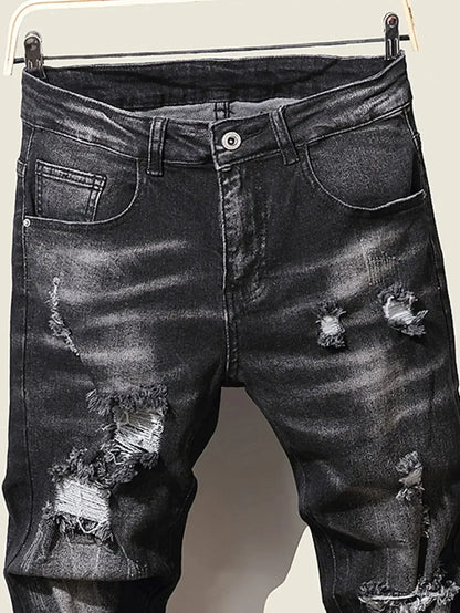 Mode hommes jean pantalon Stretch bleu jean moulant pour hommes décontracté coupe ajustée Denim pantalon Style coréen homme pantalon jean