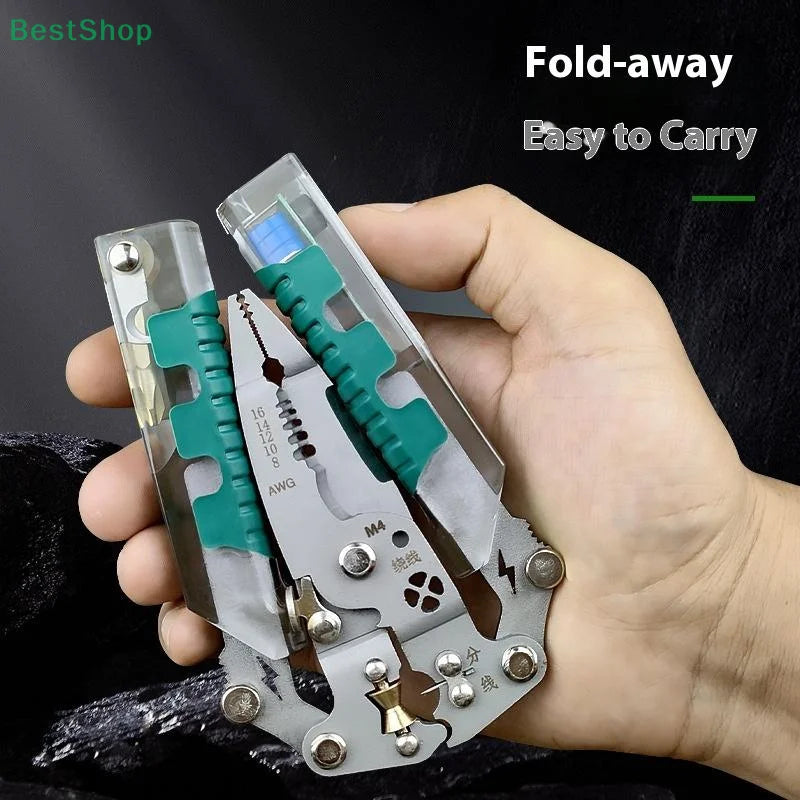 ★ ★ ★ Dénudeur de fil pliable avec stylo de Test électrique, séparateur de fil d'électricien, pince à enrouler, pince à sertir, outil manuel