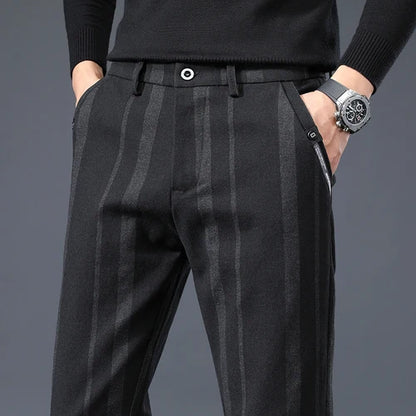 Pantalon décontracté à rayures verticales pour hommes, pantalon décontracté, gris, bleu, noir, nouveau, printemps, automne