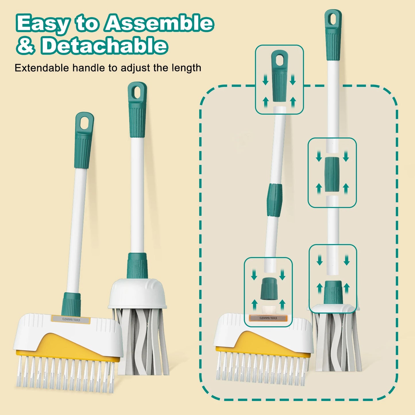 12 pièces/ensemble ensemble de nettoyage pour enfants jouets de nettoyage de vie simulée avec chariot à main semblant jouer hygiène nettoyage maison de jeu jouet garçons et filles