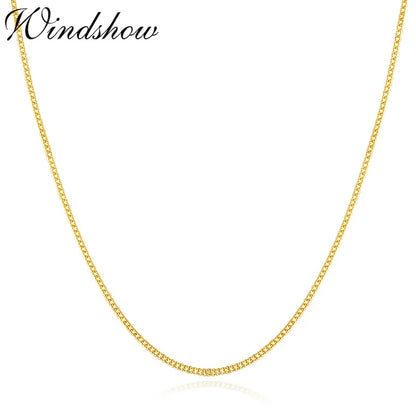 35 cm-80 cm 1mm mince 925 en argent Sterling couleur or jaune gourmette chaîne colliers ras du cou femmes filles bijoux Kolye Collares Collier