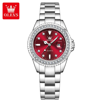 OLEVS 9945 Original diamant montre à Quartz pour femmes  élégant montres en acier inoxydable étanche femmes montres
