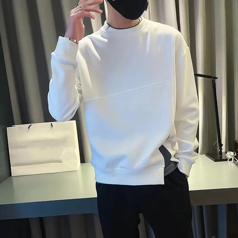 Pull à manches longues et col rond pour hommes, pull polyvalent simple, design de mode, printemps et automne, nouveau, 2023