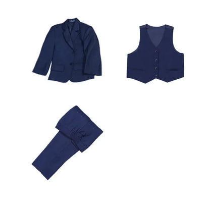 Costumes formels pour garçons, 3 pièces, pour mariage, Costume d'hôte de fête pour enfants, Blazer bleu, gilet, pantalon, vente en gros, printemps-automne