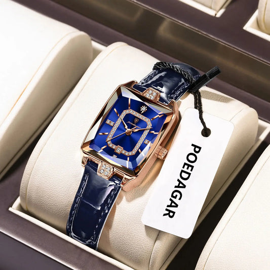 POEDAGAR classique luxe femmes montres étanche en cuir Date mode femme montre élégante de haute qualité Quartz femmes montre-bracelet