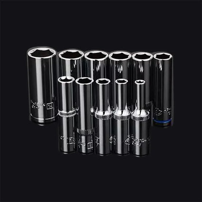 Jeu de douilles à impact profond à entraînement 1/4 ", longue portée Crv 4-14mm 6 points